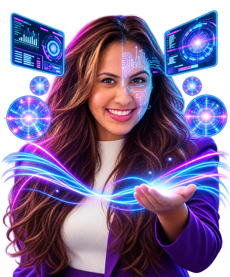 A criadora da Facilite Arte com luzes holográficas